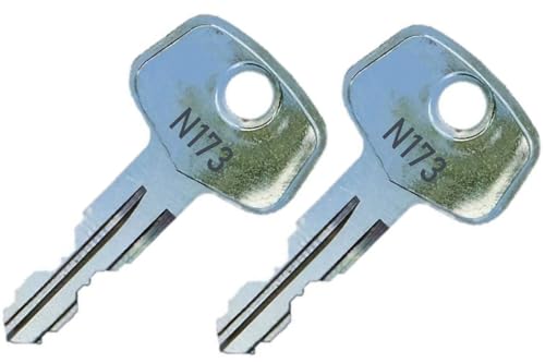 2 Thule N173 Replacement Keys - Roof Racks, Rails, Cargo Box, Carriers, Crossbars, Haulers, Bags (Codes N001-N250 or N001R-N250R) Better Than OEM!