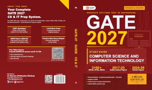 Image of GATE 2027 Computer Science and Information Technology Guide | Complete Study Material with 3100+ MCQs, NTQs & MSQs | 3 Full Mock Tests | Chapterwise ... | GATE CSE IT Book for PSU & IIT Admissions