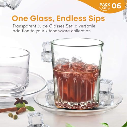 Image of Yera Classic Tumbler Set of 6, 250 ml Each | Transparent | Hot & Cold Drinks, Juice, Cocktail, Milkshake, Smoothie | Ideal for Home, Party, Restaurant, Gifting | Special Occasions
