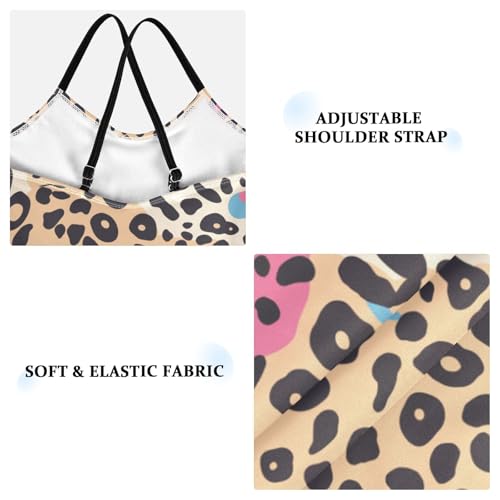 Leopard Print Kids Girls 1 Piecing Swimsuit Beach Swimwear Adjustable Shoulder Strap UPF 50+3