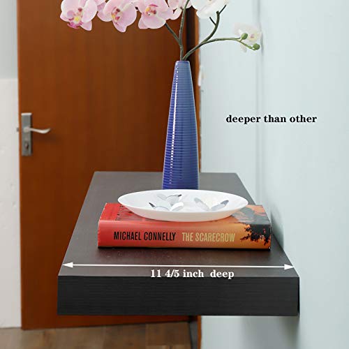 36 Inches Wall Mounted Floating Shelves Set Of 2,Espresso Wall Display Ledge Shelf Wide Panel 12 Inches Deep,35.43" L X 11.81" D X 2" T, Deeper Than Others, Espresso #TOP4