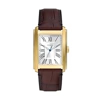 Fossil Men's Carraway Quartz Stainless Steel and Leather Watch, Three-Hand Watches for Men, Color: Gold, Brown (Model: FS6011)