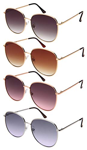 Edge I-Wear Round Style Sunglasses Women Oval Sunglass Flat Mirror Lens 3197-FLOCR-3(RG.gypk)3