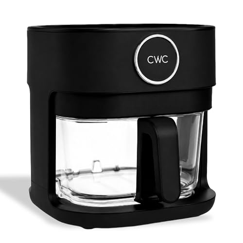 COOK WITH COLOR 1400W 5.5Qt Digital Kitchen Air Fryer with Glass Basket, 8 Presets Healthy Cooking Options, Bake, Fry, Reheat, 60-Min Timer, Adjustable Temperature Control 175°F–400°F, Black
