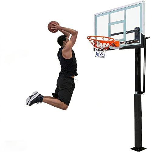 In-Ground Basketball Hoops, Adjustable Outdoor Basketball Hoops with Tempered...