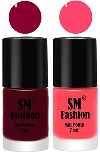 Image of Long Lasting Nail Polish | Nail Paint Combo 7 ml Each) - Set of 2 Boysenberry-Pink