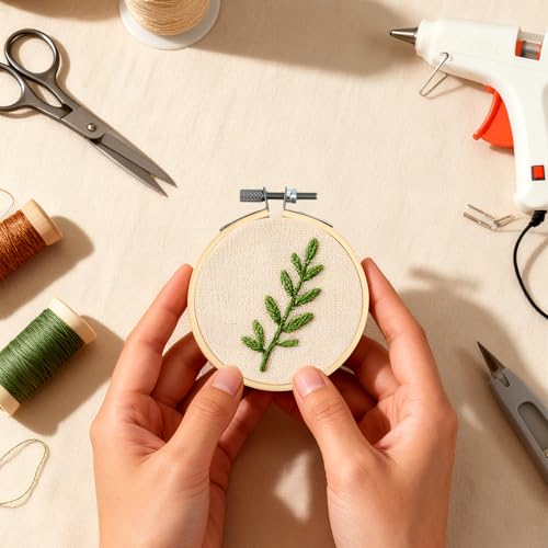 Image of SEHOI 30 Pieces 3 Inch Bamboo Embroidery Hoops, Wooden Round Adjustable Bamboo Circle Cross Stitch Hoop Rings for Art Craft Handy Sewing