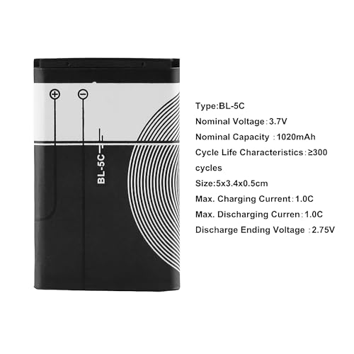 Miniatura 2 de Batería Recargable Bl-5c 3,7 V 1020 Mah Adecuada Para Radio Doméstica Con Protección Actual 2 Piezas Negro