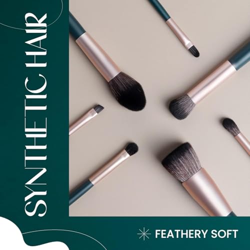 Image of Tools of Titan Brush Set of 8 with Holder | Face & Eyes Makeup Brush Set with Ultra Soft Bristles (PACK OF 8)-SH7711