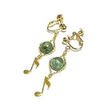 【 唄わずにいられない 】 音符 と ターコイズ (ヒマラヤ 8mm) の イヤリング/ゴールド トーン