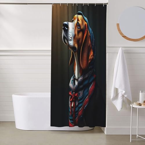 Rideau de douche beagle imprimé n°63 en tissu lavable pour une salle de bain familiale - 7