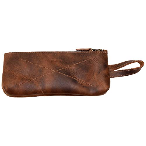 Hide & Drink, Leather Carry-On Toiletry Bag, Pencil Case, Cable Organizer, Travel Essentials, Handmade Includes 101 Year Warranty :: Bourbon Brown