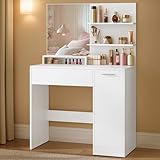 VASAGLE KAILYN Collezione - Toeletta, Tavolo da Trucco con Specchio Grande, Scomparto con ...