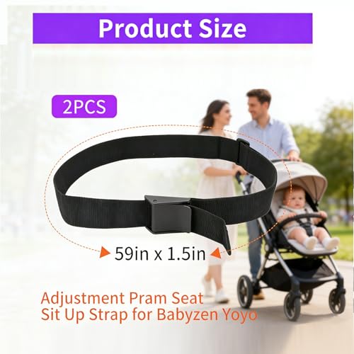 2 Stück Kinderwagen Sitzgurte zum Aufrichten (Schwarz) Universelle Sit Me Up Gurte,Kinderfahrrad-Anhänger & Puppenfahrradsitz-Gurt,Kompatibel mit Babyzen Yoyo u.a. Kinderwagen
