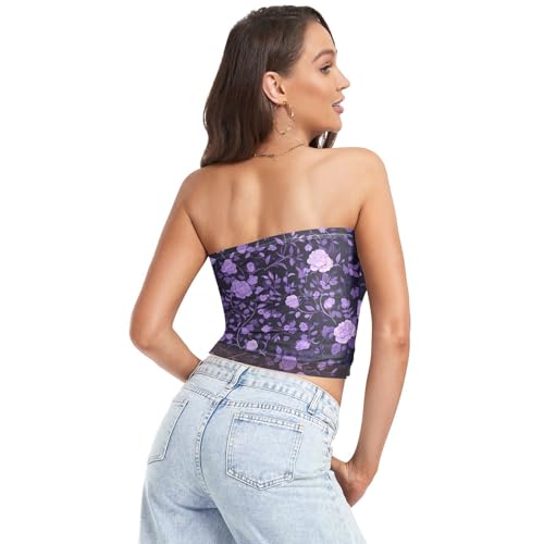 Vintage Birds Flower Butterfly Womens Tube Tops Soft Halter Tops for Women Nude Strapless for Teen Girls Club2