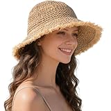 EINSKEY Women's Straw Bucket Hat - UV Protection Lightweight Packable Sun Hat for Outdoor Beach Travel Hiking Khaki