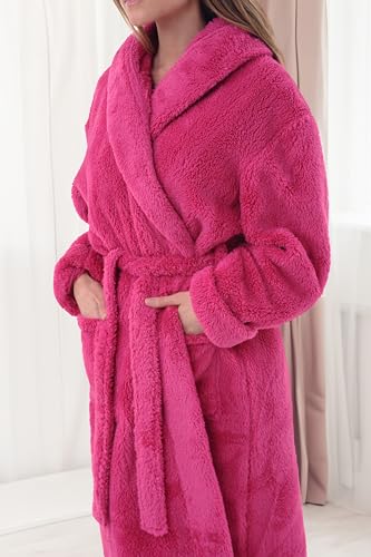 Image of Alexander Del Rossa Womens Fluffy, Fuzzy Robe for Women,Women's Long Hooded Robes, Plus Size