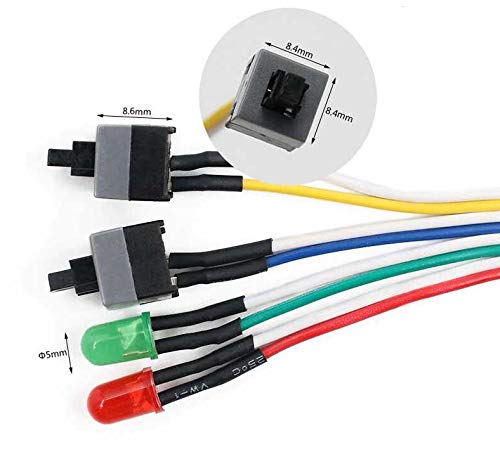 Image of Slim ATX PC Computer Motherboard Power On Off Reset Push Button Switch Cable with LED Light (65 cm)