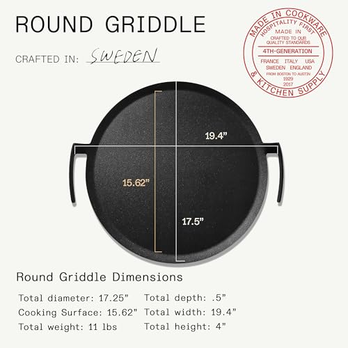Image of Made In Cookware - Seasoned 17 inch Round Carbon Steel Griddle - Professional Cookware - Crafted in Sweden - Induction Compatible