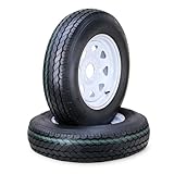 Free Country Trailer Tire Wheel Assembly ST205/75D15 6-Ply C 101L 5 Lug on 4.5' PCD White Spoke Rim, SET 2