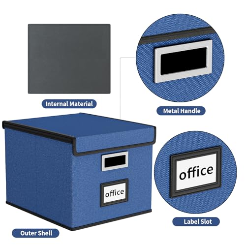 Image of File Organizer Box with Lids, Collapsible File Folder Organizer