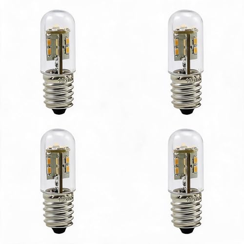 MEPXNHQLWEB Paquete de 4 minibombillas LED E14 for nevera, forma T15, 2W, 12V, 24V CC, blanco cálido y frío, ángulo de haz de 360 ​​° for vitrinas, dispositivos de máquina(Cool-White,LED-T-12-24V)