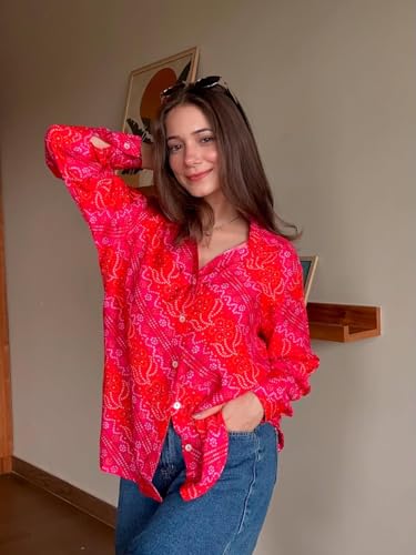 Image of Aahwan Orange Solid Button Up Drop Shoulder Striped Print Casual Formal Long Sleeve Shirt for Women's & Girl's