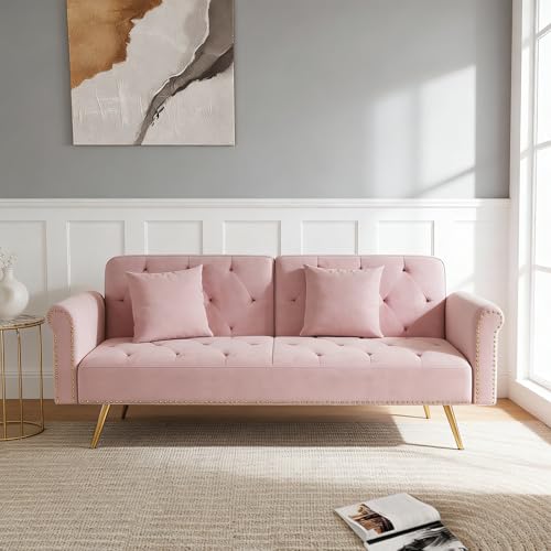 ODOLAR Stylish Velvet Sofa 70" Sofa Sleeper Convertible with Matching