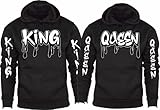 King and Queen Crown Dripping Christmas Hoodies Pull Over Matching Love Couples Valentines Matching