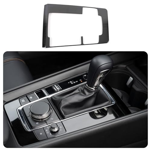 KELEIMAI Car Accessories Fit for Mazda CX50 CX-50 2023 2023 2025 Interior Gear Shift Knob Console Panel Trims Cover Frame (Black Titanium) 1PCS Stainless Steel