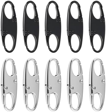 10 Pcs Cremallera Antirrobo Mochila con Clips de Seguridad Resistentes,Negro y Plata,Zipper Locks for Backpacks para Mochilas Maletas Bolsos,Equipaje,Fácil Instalación,para Uso Diario