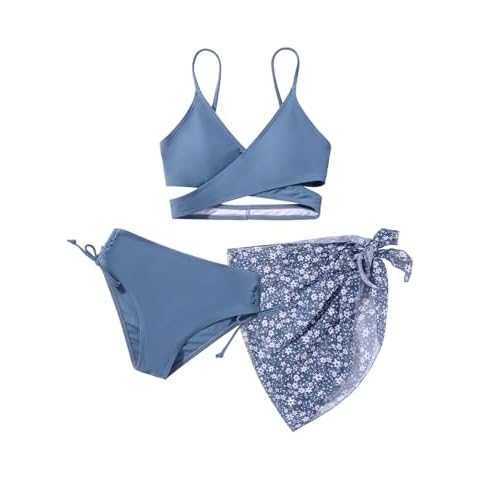 3-Piece Girls Criss Cross Bikini Set Cover