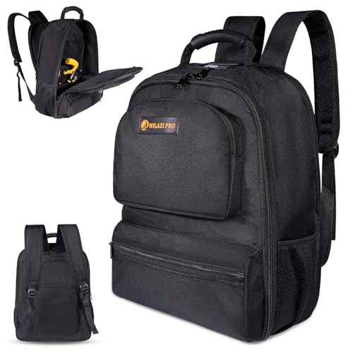 WILAXI PRO Heavy Duty Tool Bag Backpack 1680D Waterproof Oxford Fabric with Non-Slip Silicone Base, Multi-Pocket Tool Storage Organizer for Comfortable All-Day Use in Various Worksite Environments
