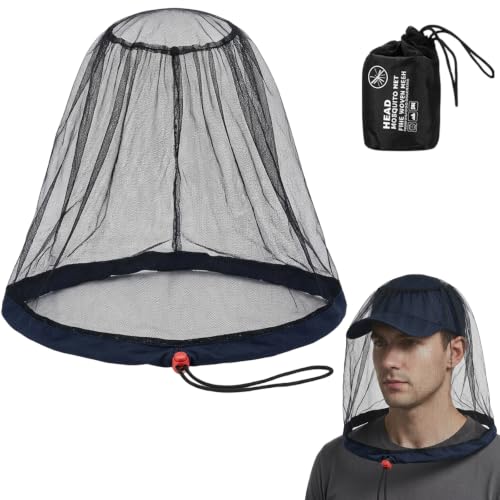 Mosquito Head Net, Red para Cabeza con Malla Ultra Fina, Protección para Actividades al Aire Libre como Camping, Senderismo, Pesca y Jardinería, con Bolsa de Almacenamiento Incluida miniatura 1
