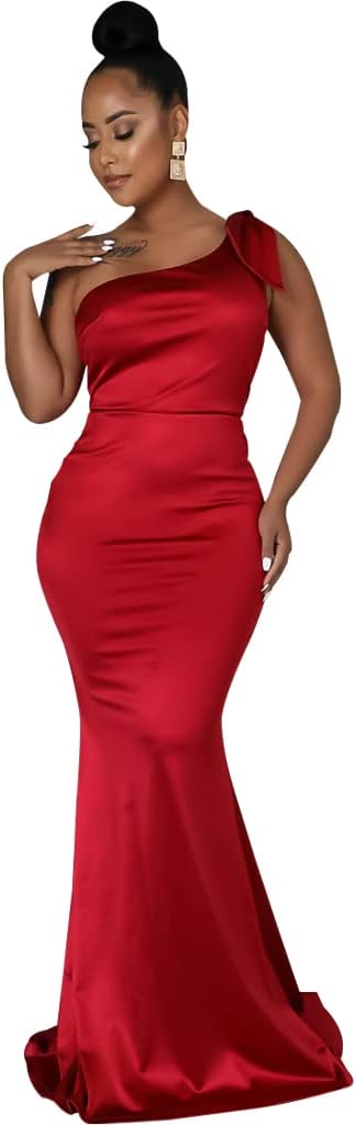 FairyLove Women's One Shoulder Sleeveless Formal Ruched Bodycon Fashion Dress Belted Cocktail Dresses - Image 5