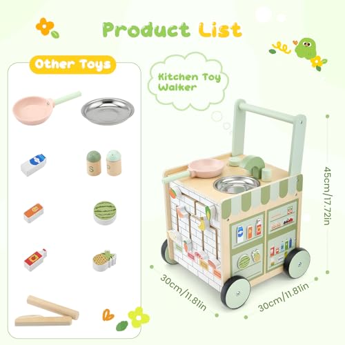 Andador Madera Bebé, 9 en 1 Andadores para Bebes con Juguetes Montessori, Caminador Bebé, 9 Actividades Interactivas, Juguetes para Bebés de seis Meses en Adelante, para la Educación Infantil Temprana - imagen 2