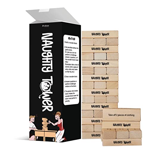 The Naughty Tower Stacking Wooden Blocks Game for Adults Couple Dare
