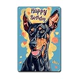 Soulpons Decorative Tin Sign Doberman Pinscher Birthday Wish Gift for Doberman Pinscher Lovers' Birthdays Modern Interiors and Pet Themed Celebrations Easy Install Rustproof Aluminum 8×12 Inches
