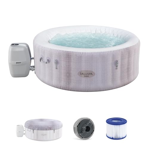 Bestway SaluSpa Cancun 2 to 4 Person Inflatable Hot Tub, Round Energy-Efficient Portable Outdoor Spa with 120 AirJets, 71' x 26'