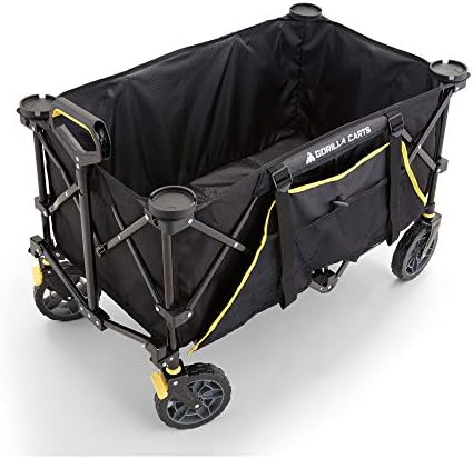 Gorilla Carts Utility Wagon with Oversized Bed, Canvas, Black