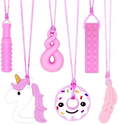 Chew Necklaces for Sensory Girls, Chewy Necklace Sensory Toys for Kids with Autism, ADHD,SPD, Chewing, Teething or Special Needs, Oral Sensory Chew Toys for Kids Adult Reduce Anxiety Fidgeting