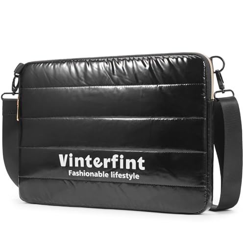 13 14 inch Puffy Laptop Sleeve Shoulder Bag for Macbook Surface, Notebook Bag for Business School, Handbag for HP