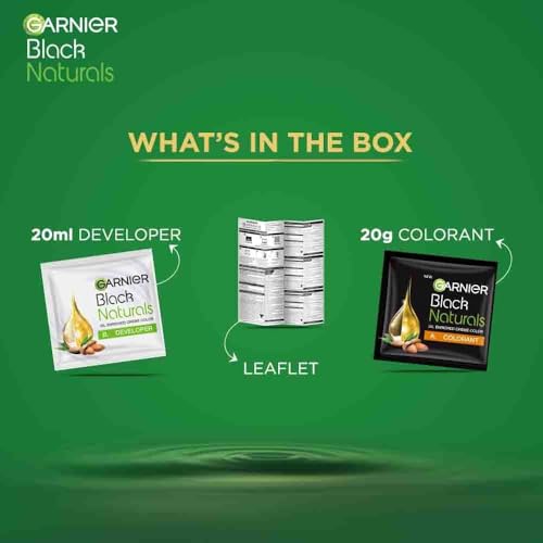 Image of Garnier Black Naturals Hair Color, Shade-2 Original Black 20ml+20g [Pack of 12] 480g