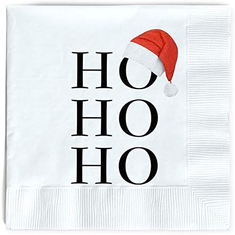OLYPHAN Santa Napkins Funny Christmas Napkins Paper Cute Fun Holiday Party Napkin 40 Pack, Disposable 6.5 Inches Dinner Parties, Cocktail, Luncheon, Lunch Buffet, Appetizer, Dessert Cover