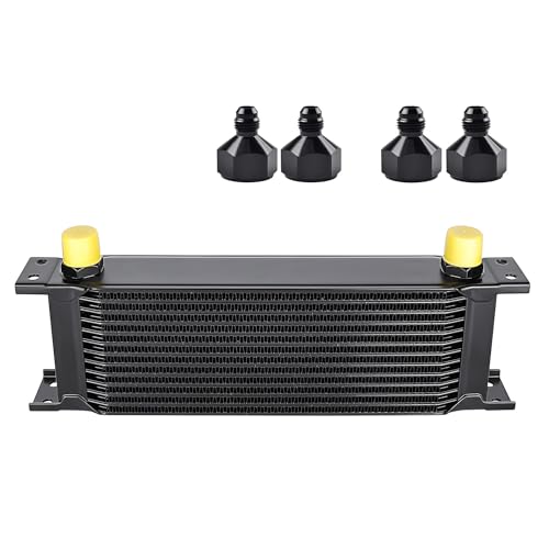 EVIL ENERGY 13 Row Oil Cooler, 10AN Stacked Plate Transmission Engine Cooler Universal British Radiator Aluminium Black