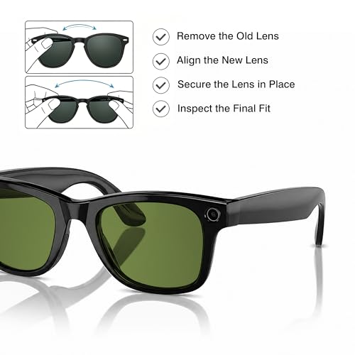 Image of YEIN Replacement Lenses for Ray-Ban Meta RW4006 /RW4012(50mm), Photochromic /Blue Light Blocking /Polarized Sunglasses Lenses