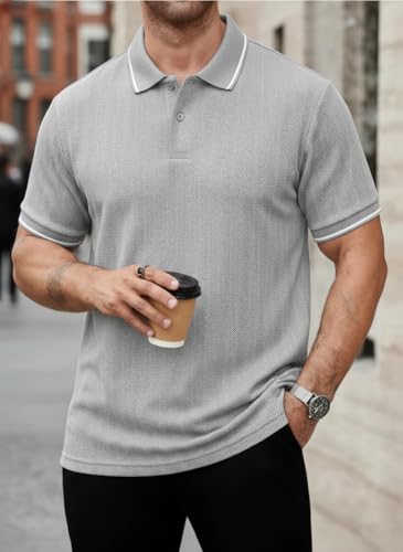 Image of Mack Jonney Men's Premium Jacquard Polo T-Shirt | Short Sleeve Soft Knit Fabric | Stylish Casual & Smart Wear Polo-M6907