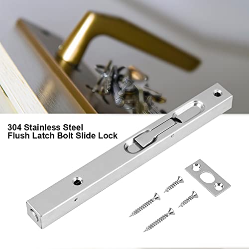 Door Latch Bolt 304 Stainless Steel Door Flush Lock Security Lever Action Gate Latch Bolt with Strike and Screws (8inch) - Image 3