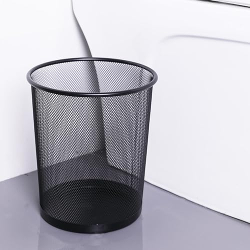Image of Haofy Metal Mesh Trash Can, Sturdy Iron Trash Bin, Circular Shape, Convenient, Lightweight, Compact, High Strength, Mesh Trash Can for Kitchen Bathroom Office Room (Black), Haofyhx1ds97tg2-11