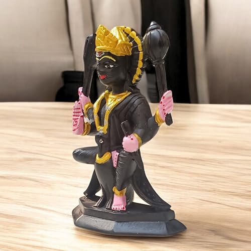 Estatua Lord Shani Dev 6.25 pulg 600 g piedra jabón miniatura 6